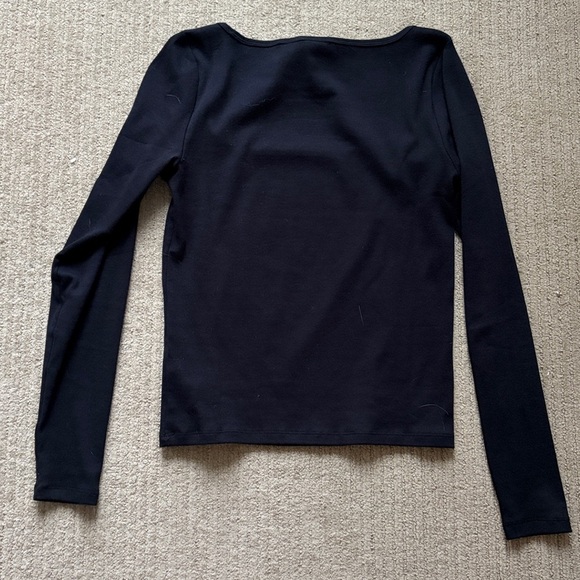 Aritzia HomeStretch Rib SquareNeck Longsleeve, Black, size L - Picture 4 of 4